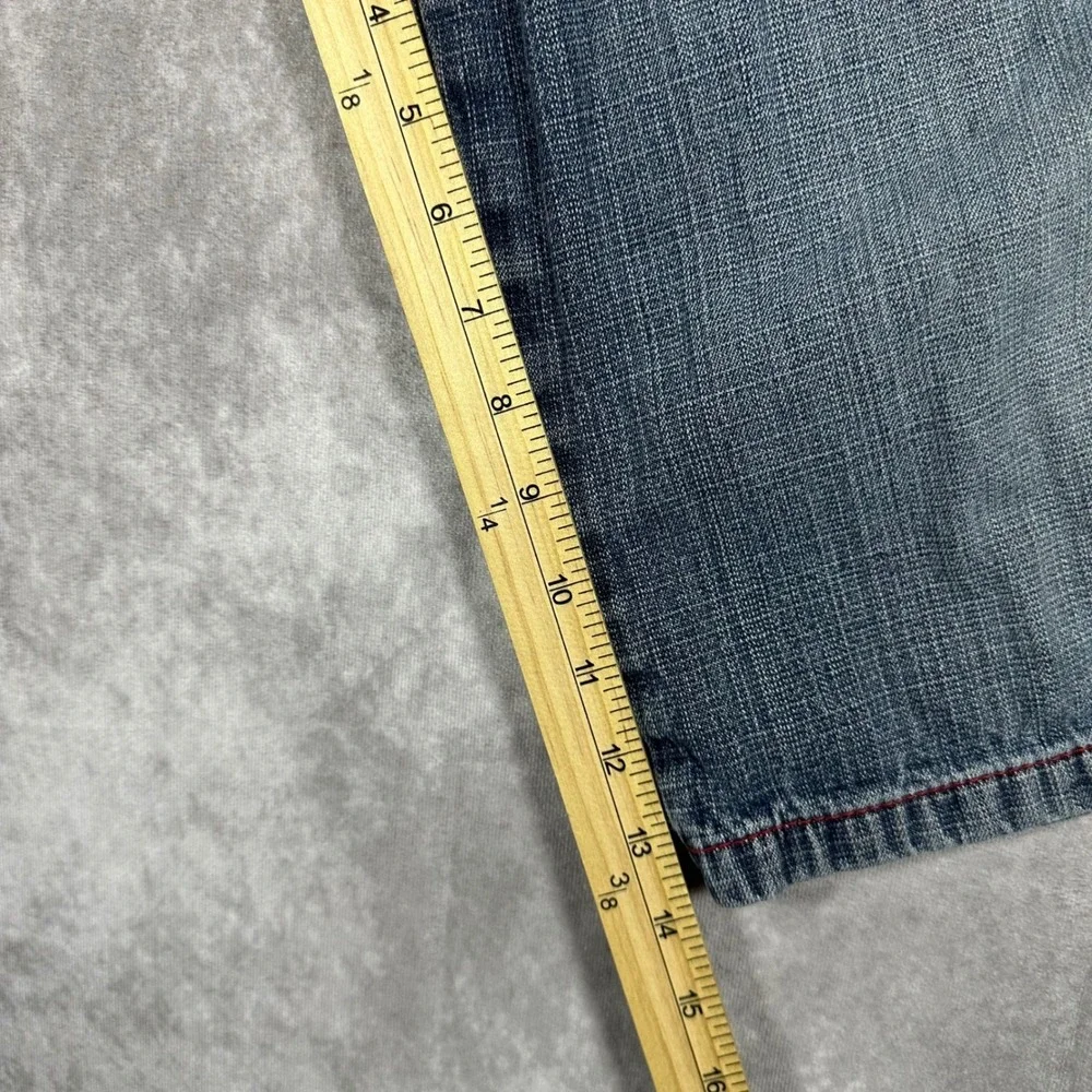 Southpole Mens Baggy Denim Shorts Blue Red Stitch Y2K Hip Hop Skater Jorts 30x14